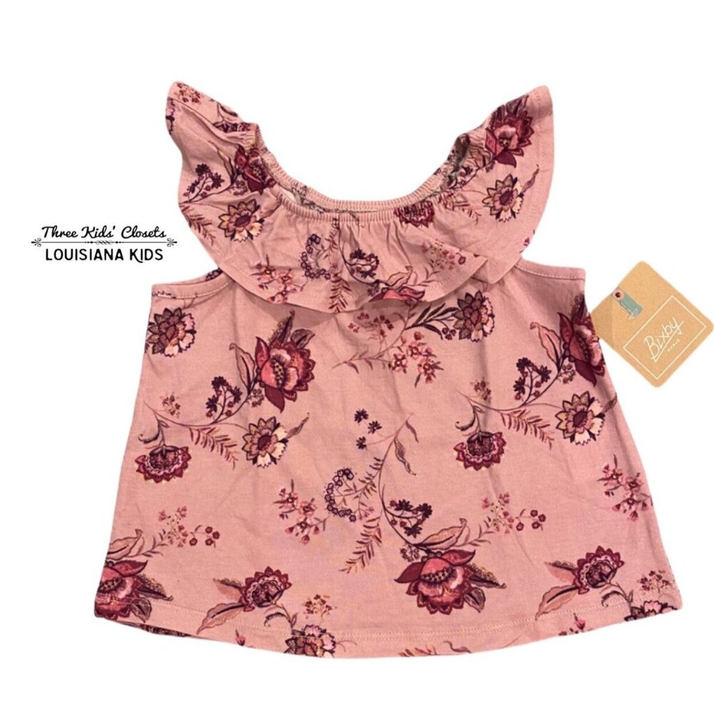 NEW Bixby Nomad 3T Pink Floral Ruffle Shirt
